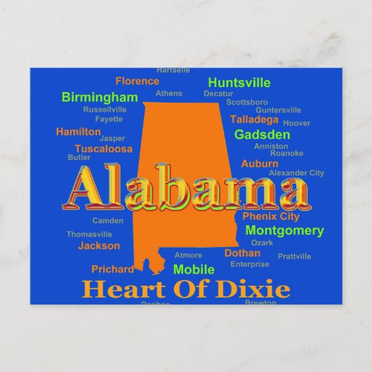 Alabama Map Silhouette Pop Art Briefkaart (Voorkant)