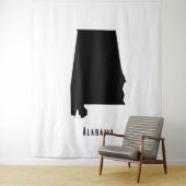Alabama Map - Zwarte en Witte Modern Alabama Map Wandkleed (In situ)