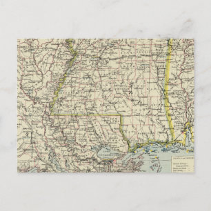 Alabama, Mississippi, Louisiana, Arkansas Briefkaart