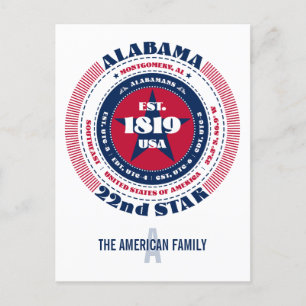 Alabama, Montgomery, AL, Patriottisch, Monogram Briefkaart