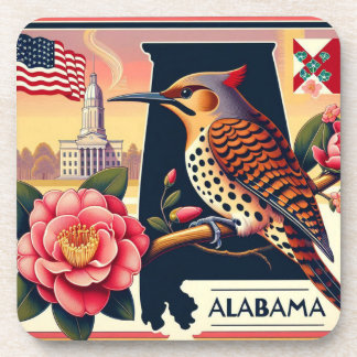 Alabama Northern Flicker Vogel & Camellia Bloem Bier Onderzetter