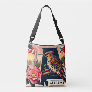 Alabama Northern Flicker Vogel & Camellia Bloem Crossbody Tas