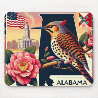 Alabama Northern Flicker Vogel & Camellia Bloem Muismat