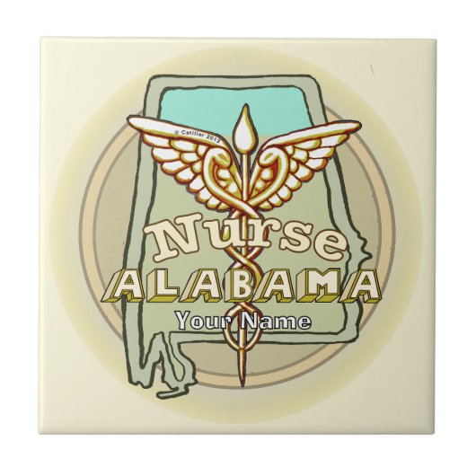 Alabama Nurse Caduceus Tegeltje (Voorkant)