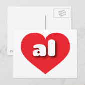 Alabama red hart - Ik hou van al Briefkaart (Voorkant / Achterkant)