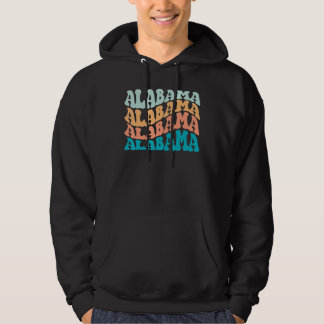 Alabama  Retro Wavy Groovy, Alabama minnaar Hoodie