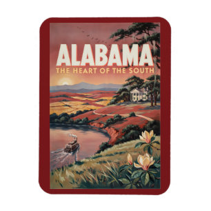 Alabama rivier boot illustratie reis kunst vintage magneet
