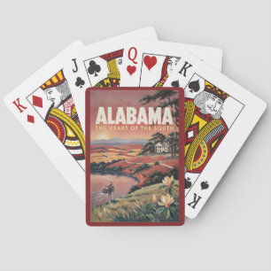 Alabama Rivierboot Illustratie Reis Kunst Vintage Pokerkaarten