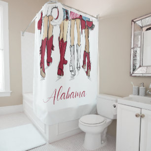 Alabama Rood en Wit Game Day Girls / Southern Douchegordijn