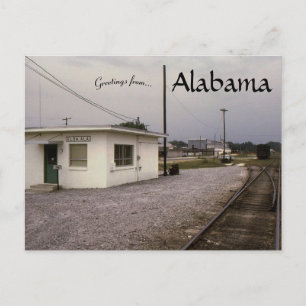 Alabama-spoorwegkantoor in Elba Alabama Briefkaart