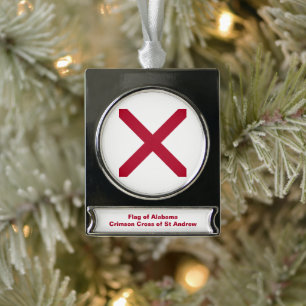 Alabama: St Andrew Crimson Cross Vlag Verzilverd Banner Ornament