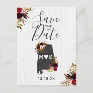 Alabama State Destination Rustic Save the Date Aankondigingskaart