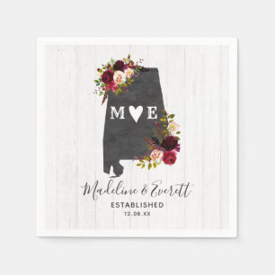 Alabama State Destination Rustic Wedding Monogram Servetten