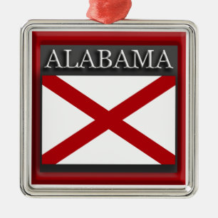Alabama State Flag Kerstversiering Metalen Ornament