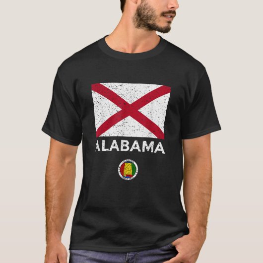 Alabama State Flag T Shirt met Seal Distr (Voorkant)