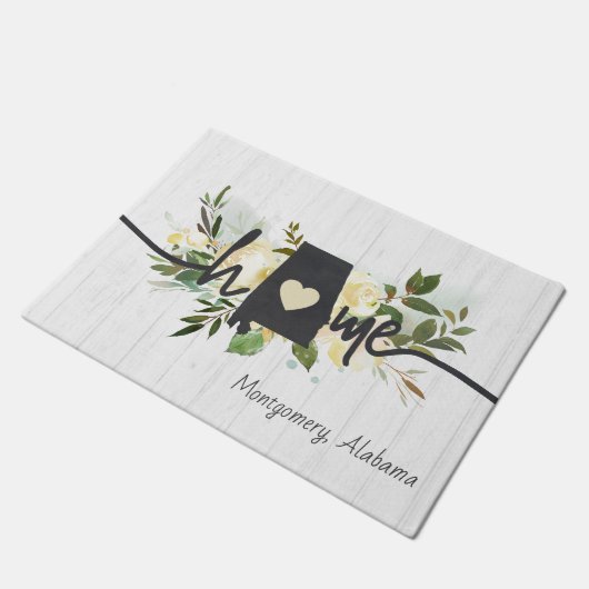 Alabama State gepersonaliseerd uw thuis stad rusti Deurmat (Schuin)