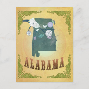 Alabama State Kaart- Passievrucht Geel Briefkaart