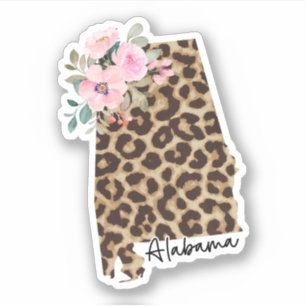 Alabama State Luipaard Print met bloemen Sticker