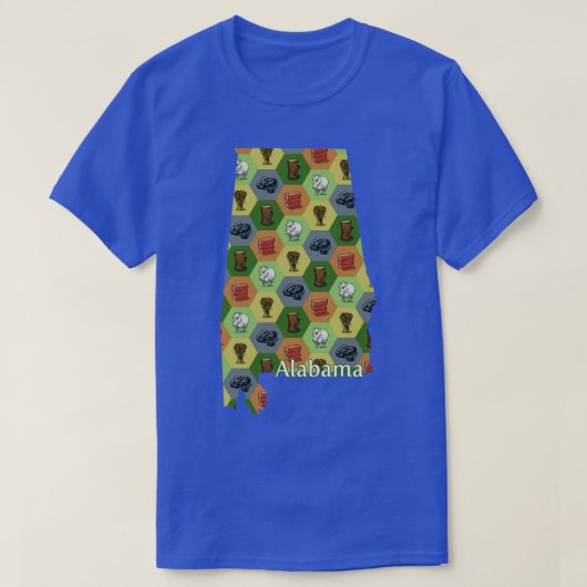 Alabama State Map Board Games Tshirt (Design voorkant)