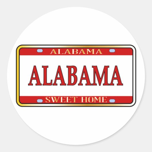 Alabama State Name License Bord Ronde Sticker (Voorkant)
