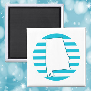 Alabama State Outline Retro Circle Blauw Magneet