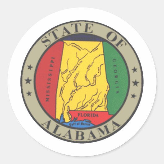 Alabama State Seal Ronde Sticker (Voorkant)