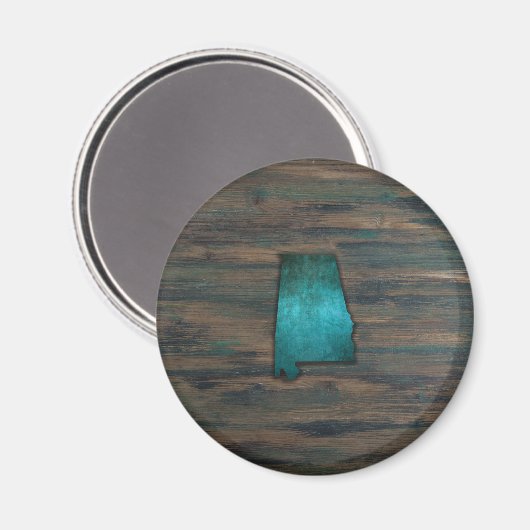Alabama State Shape Blauwgroen Magneet (Voorkant / Achterkant)