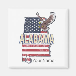 Alabama State Verenigde Staten Retro Kaart Vereni Magneet