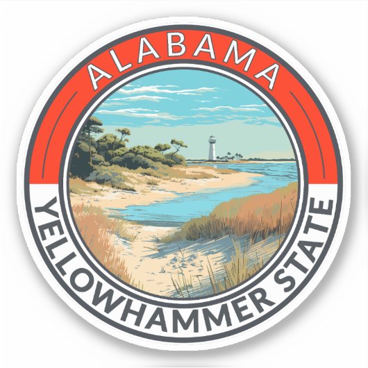 Alabama Travel Art Badge Sticker (Voorkant)