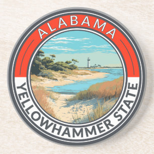 Alabama Travel Art Badge Zandsteen Onderzetter