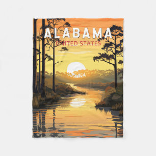 Alabama Travel Art Vintage Fleece Deken
