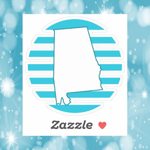 Alabama US State Outline Retro Circle Blauw Sticker