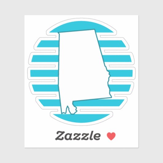 Alabama US State Outline Retro Circle Blauw Sticker (Vel)