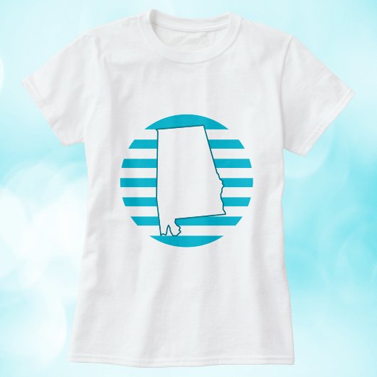 Alabama US State Retro Circle Blauw T-shirt