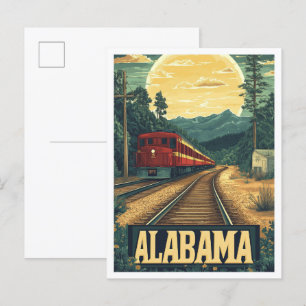 Alabama USA Kunst Vintage Illustratie Reizen Briefkaart
