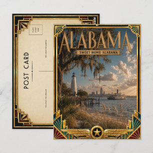 Alabama Vintage Art Deco Gouden Tijdperk Briefkaart