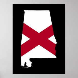 Alabama vlag-kleuren poster