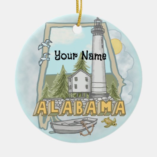 Alabama vuurtorenornament keramisch ornament (Voorkant)