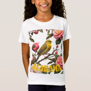 Alabama Yellowhammer Bird en Camellia uitgesneden T-shirt