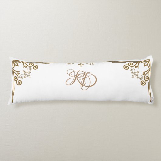 "Alabaster" Art Nouveau Monogram Lichaamskussen (Voorkant)