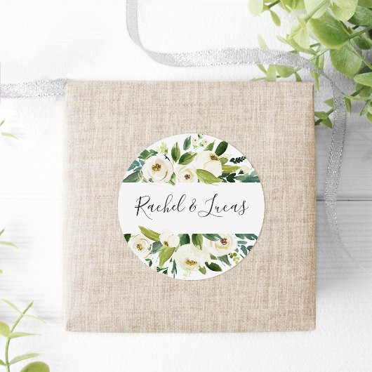 Alabaster | Botanische Floral Wedding Ronde Sticker