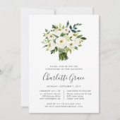Alabaster Bouquet Christening Invitation (Devant)