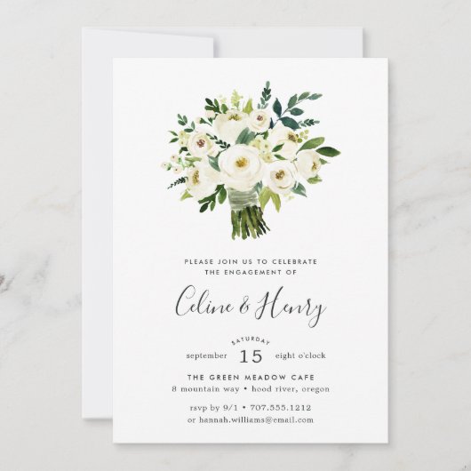 Alabaster Bouquet Engagement Party Invitation (Devant)