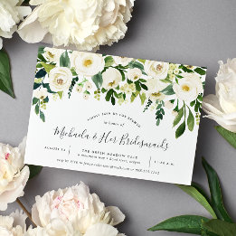 Alabaster Floral Bridesmaitres Brunch Invitation