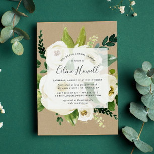 Alabaster Floral Kraft Bridal Shower Kaart
