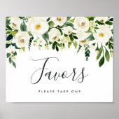 Alabaster Floral Wedding Favor Sign Poster (Voorkant)