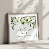 Alabaster Floral Wedding Hashtag Poster