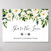 Alabaster Floral Wedding Hashtag Poster (Voorkant)