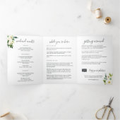 Alabaster Floral Wedding Welcome Letter Itinerary Drieluik Programma (Binnen)
