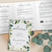 Alabaster Floral Wedding Welcome Letter Itinerary Drieluik Programma